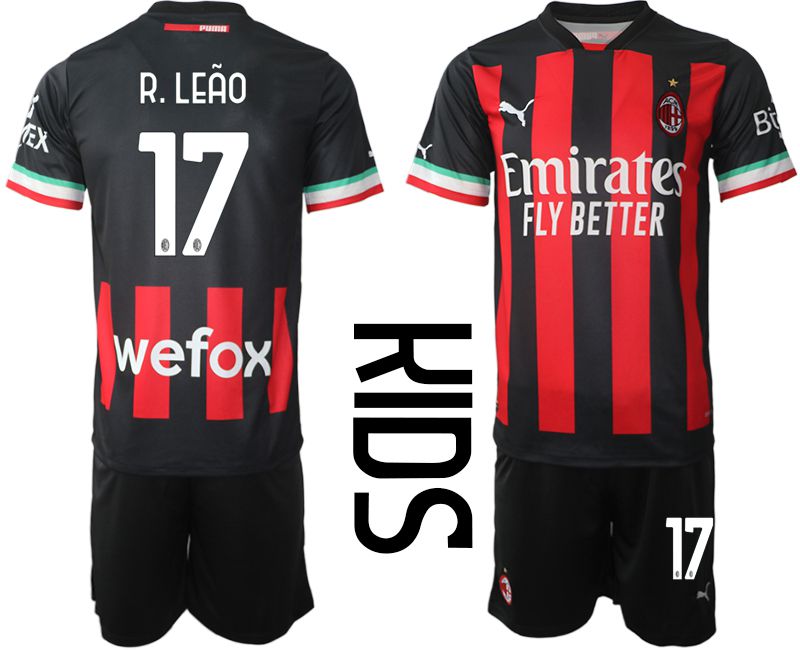 Youth 2022-2023 Club Ac Milan home black #17 Soccer Jersey->youth soccer jersey->Youth Jersey